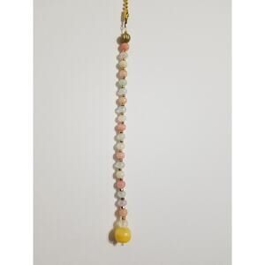 New ceiling fan/ light chain pull gold tone chain multi color bead f11